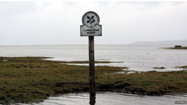 Llanrhidian salt marsh under water