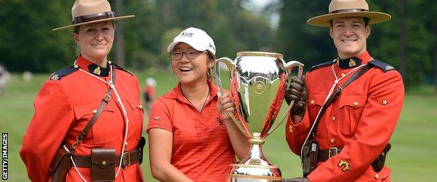 Lydia Ko celebrates winning the Canadian Women's Open in 2012