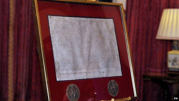 The modern copy of the Magna Carta