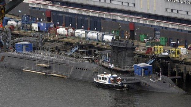 A Trident submarine at the Faslane naval base