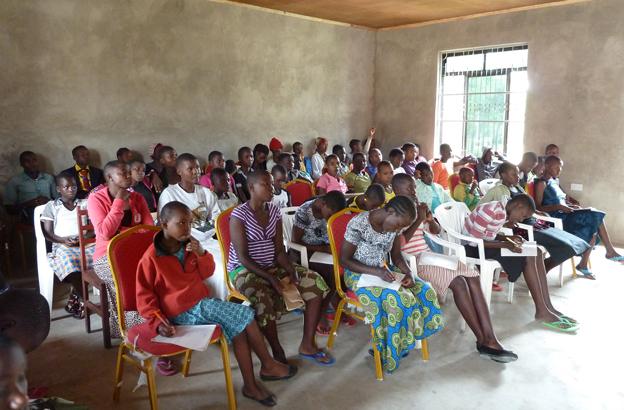 Girls in a classroom at the safe house