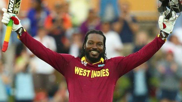 Gayle celebrates his double hundred