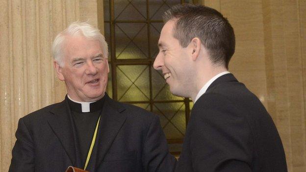 Bishop of Down and Connor Noel Treanor met DUP MLA Paul Givan at Stormont to discuss plans for a conscience clause in equality law