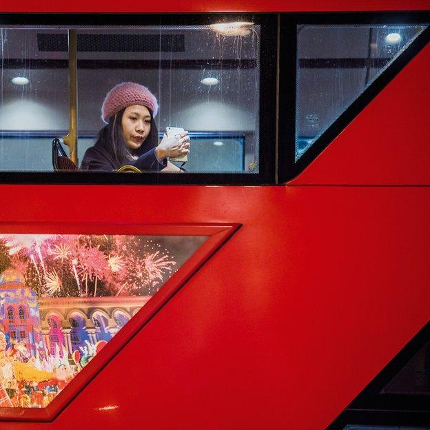 Woman on bus