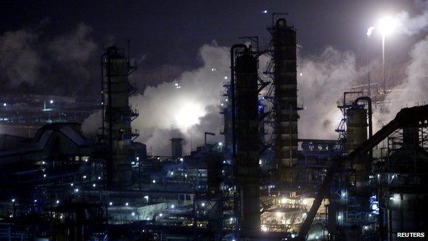 A general view of the Bashneft-Ufaneftekhim oil refinery outside Ufa, Bashkortostan, Russia