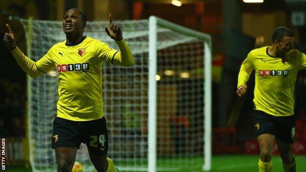 Odion Ighalo celebrates scoring against Rotherham