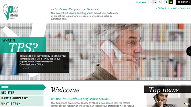 The Telephone Preference Service website