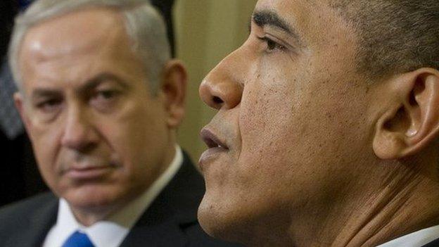 US President Barack Obama and Israeli Prime Minister Benjamin Netanyahu (L) during a meeting in the Oval Office of the White House in Washington, DC, March 5, 2012