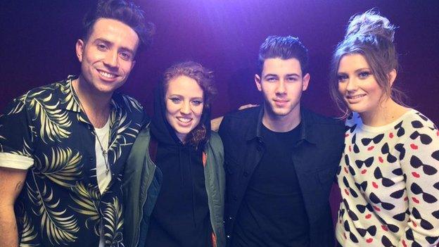 Nick Grimshaw, Jess Glynne, Nick Jonas and Ella Henderson