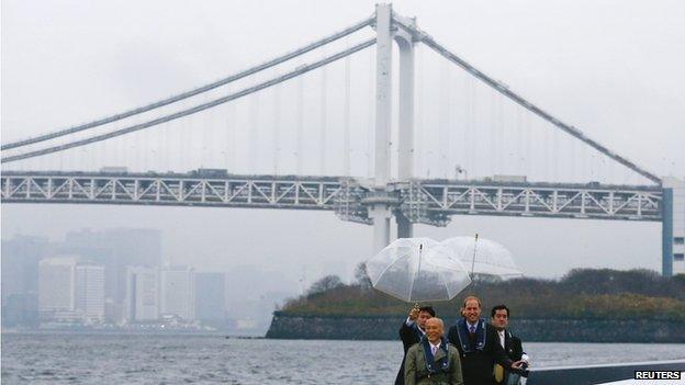 Prince William with Tokyo skyline