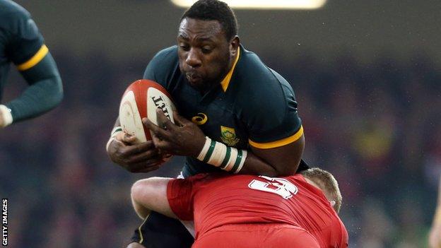 Tendai Mtawarira in action for South Africa against Wales