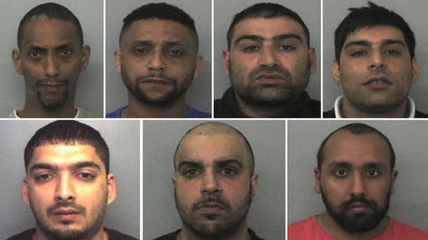 Guilty members of Oxford sex grooming ring (Top L-R) Mohammed Karrar, Bassam Karrar, Akhtar Dogar, Anjum Dogar, (Bottom) Kamar Jamil, Assad Hussain, Zeesham Ahmed