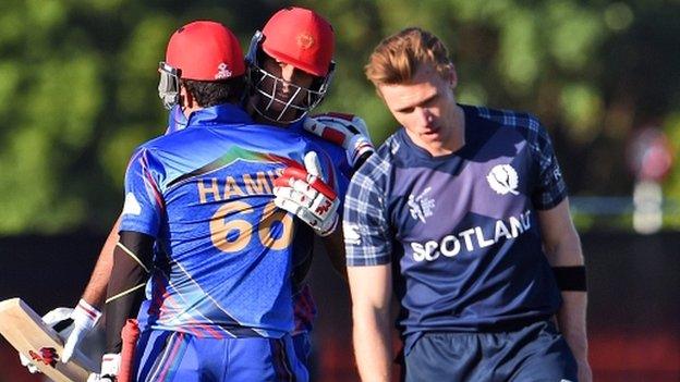 Scotland's Richie Berrington looks on as Afghanistan celebrate