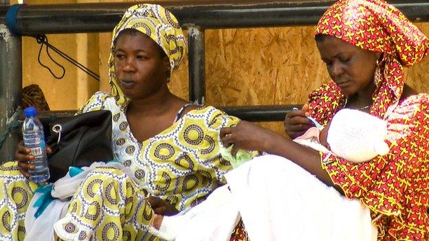 Patients waiting for attention at the maternity ward at Korle Bu Hospital in Accra Ghana