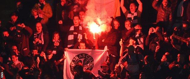 Celtic fans set off flares