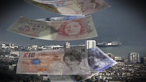 Graphic showing Brighton and Hove and bank notes