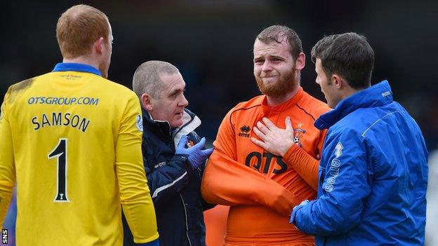 Mark Connolly looks in pain against Inverness