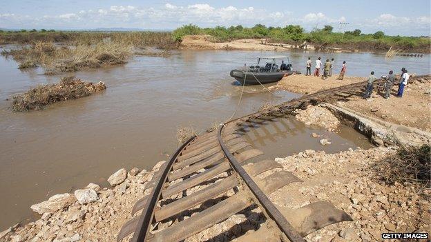 Broken railway track in Malawi