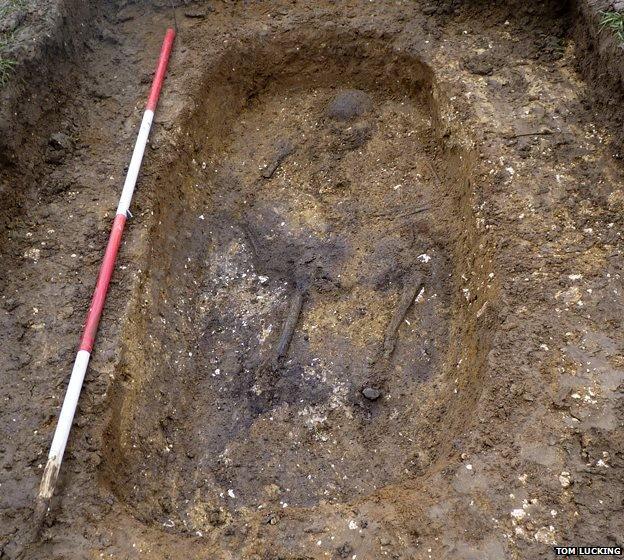 Skeleton at archaeological dig where pendant was found