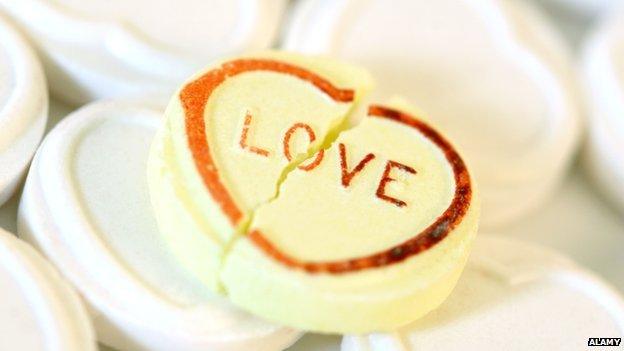 A broken loveheart sweet