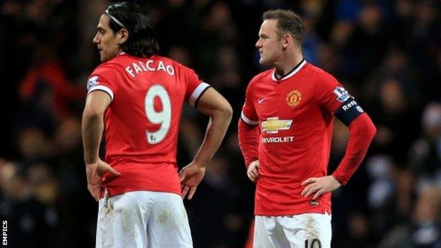 Radamel Falcao (l) and Wayne Rooney