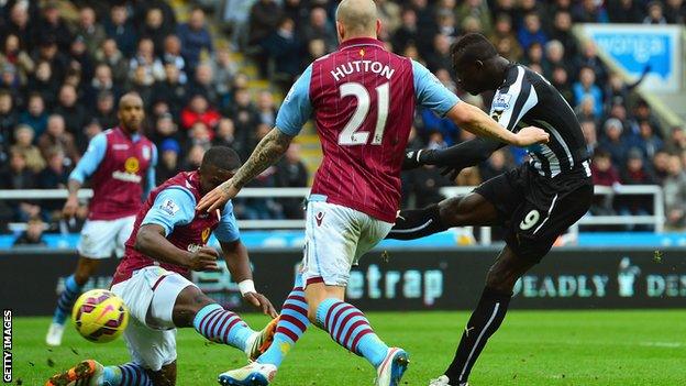 Papiss Cisse scores Newcastle's opening goal against Aston Villa