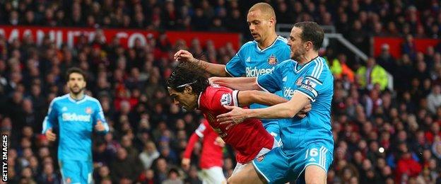 Radamel Falcao, Wes Brown and John O'Shea