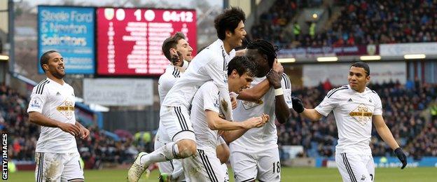 Swansea players celebrate