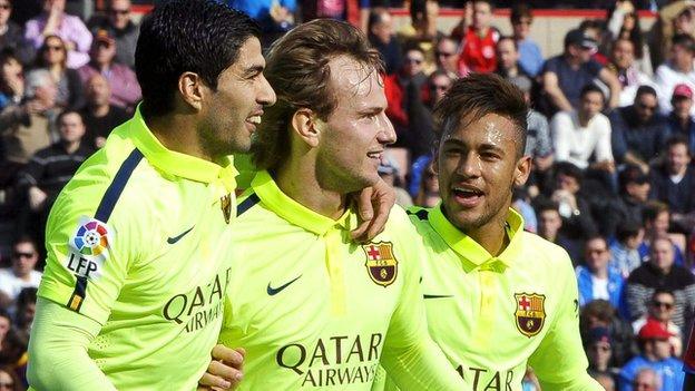 Luis Suarez, Ivan Rakitic and Neymar