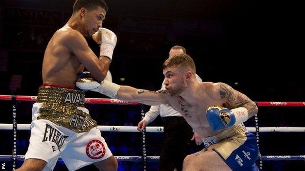 Carl Frampton (right) hits Chris Avalos