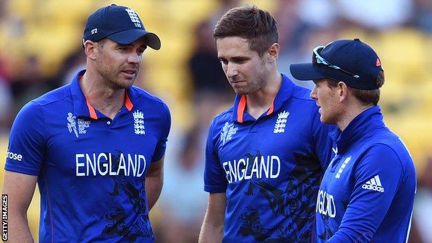 James Anderson, Chris Woakes & Eoin Morgan