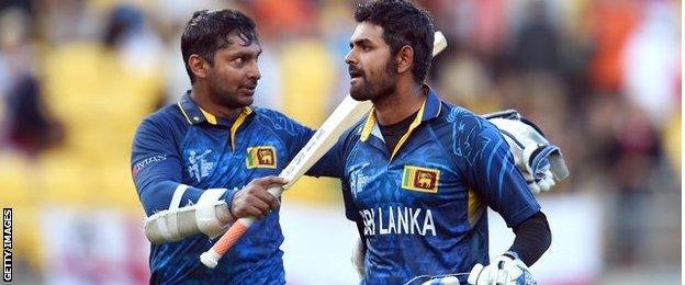 Sri Lanka's Kumar Sangakkara and Lahiru Thirimanne