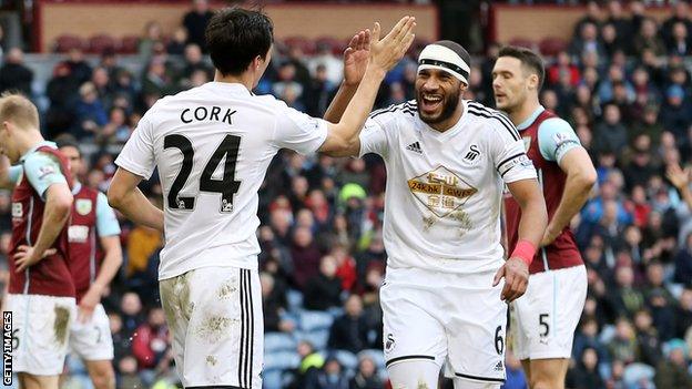 Ashley Williams with team-mate Jack Cork