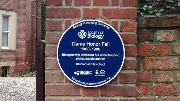 Dame Honor Fell plaque