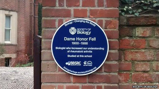 Dame Honor Fell plaque