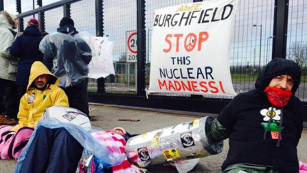 Protestors also blocked the gate entrances