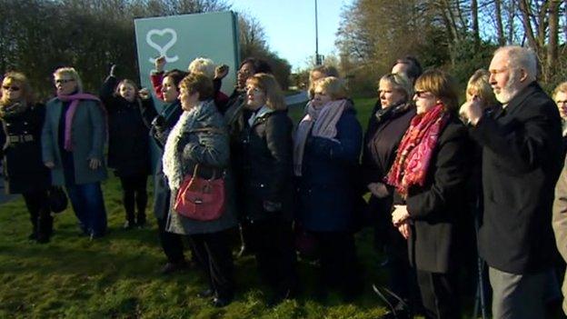 Protesters outside Spire Parkway Hospital