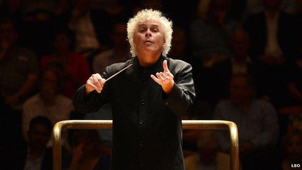 Sir Simon Rattle conducts the LSO in the Barbican Hall in 2012