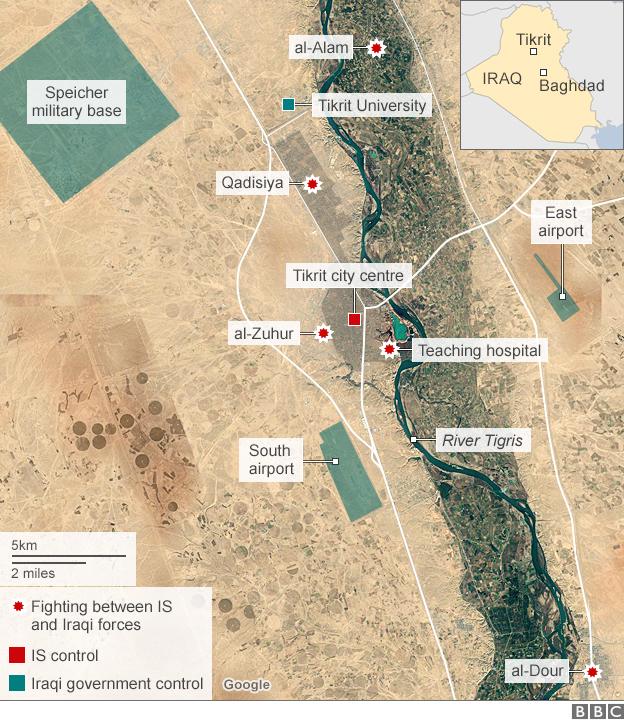 Map showing advances on city of Tikrit