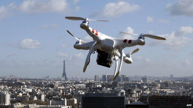 Drone flying over Paris