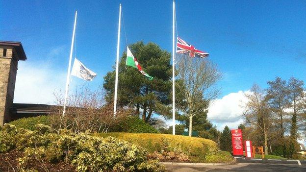 Flags at half mast at the Celtic Manor