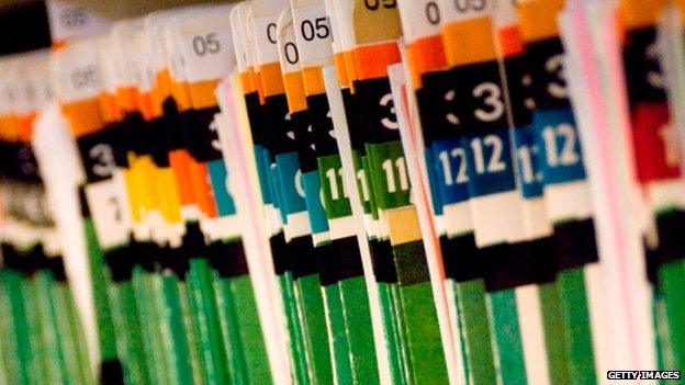 Files on a shelf