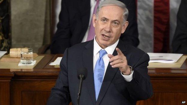 Israeli Prime Minister Benjamin Netanyahu speaks before a joint meeting of Congress on Capitol Hill in Washington 3 March 2015