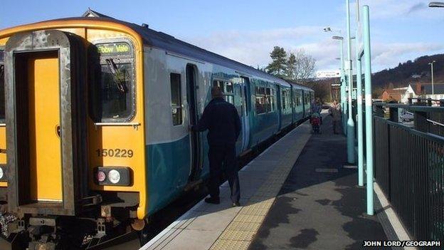 Train from Cardiff about to leave Newbridge Station