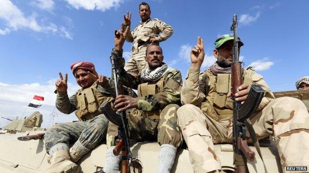 Iraqi security forces and Shia fighters in the Salahuddin province. Photo: 3 March 2015