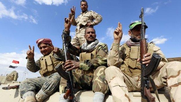 Iraqi security forces and Shia fighters in the Salahuddin province. Photo: 3 March 2015