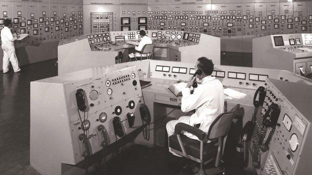 Archive photo of Sizewell A's main control room