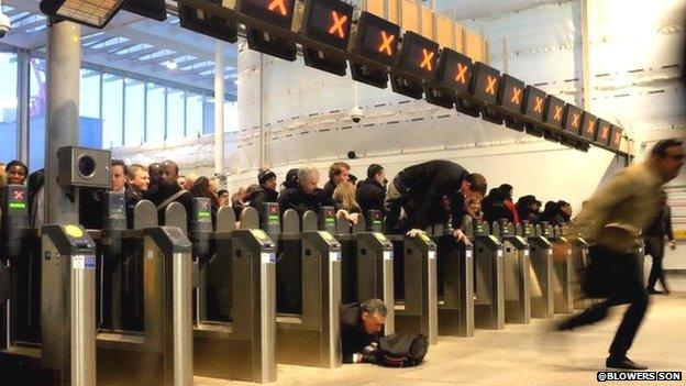 Commuters at London Bridge Station