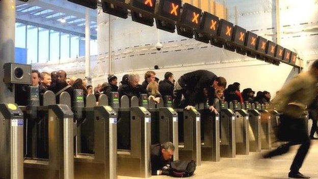 Commuters at London Bridge Station