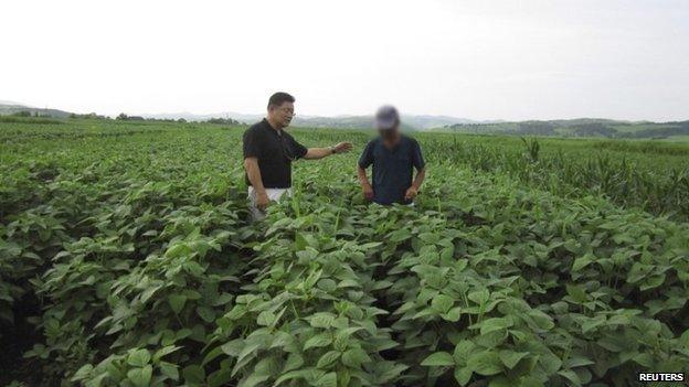 Rev Hyeon visiting an agricultural project in North Korea on 7 September 2010